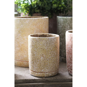 Blumentopf - Runder Zement, Terrazzo-Muster, Cremefarbe, M – Asten | PTMD