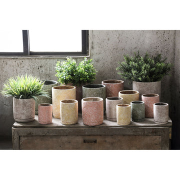 Blumentopf - Runder Zement, Terrazzo-Muster, Cremefarbe, XS – Asten | PTMD