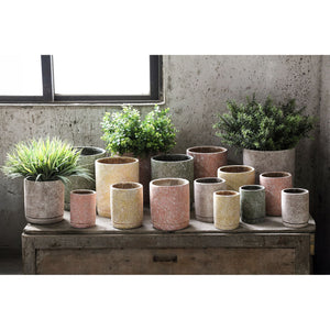 Blumentopf - Runder Zement, Terrazzo-Muster, Cremefarbe, L – Asten | PTMD