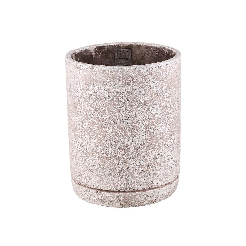 Blumentopf - Runder Zement, Terrazzo-Muster, Cremefarbe, L – Asten | PTMD