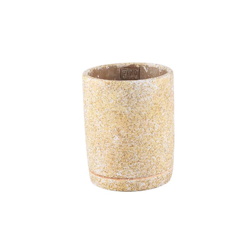 Flowerpot - Round Cement, Terrazzo Pattern, Yellow, S – Asten | PTMD