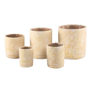Flowerpot - Round Cement, Terrazzo Pattern, Yellow, L – Asten | PTMD