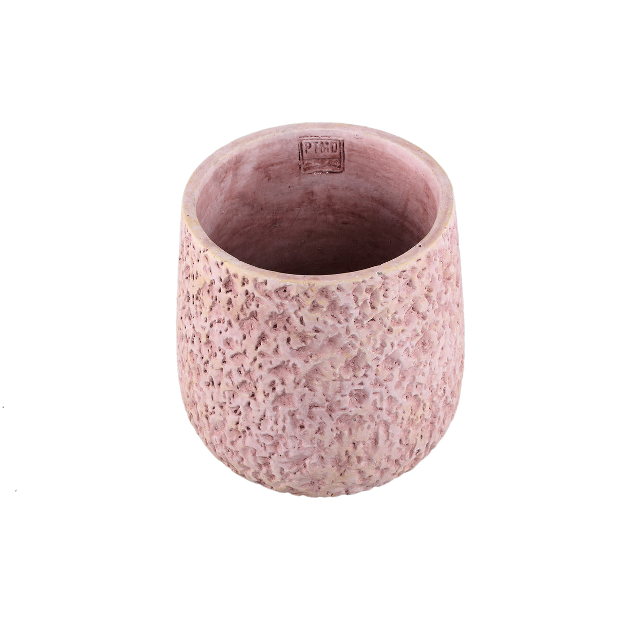 Flowerpot - Round Cement, Rough Patterned Surface, Pink, S – Ziven | PTMD