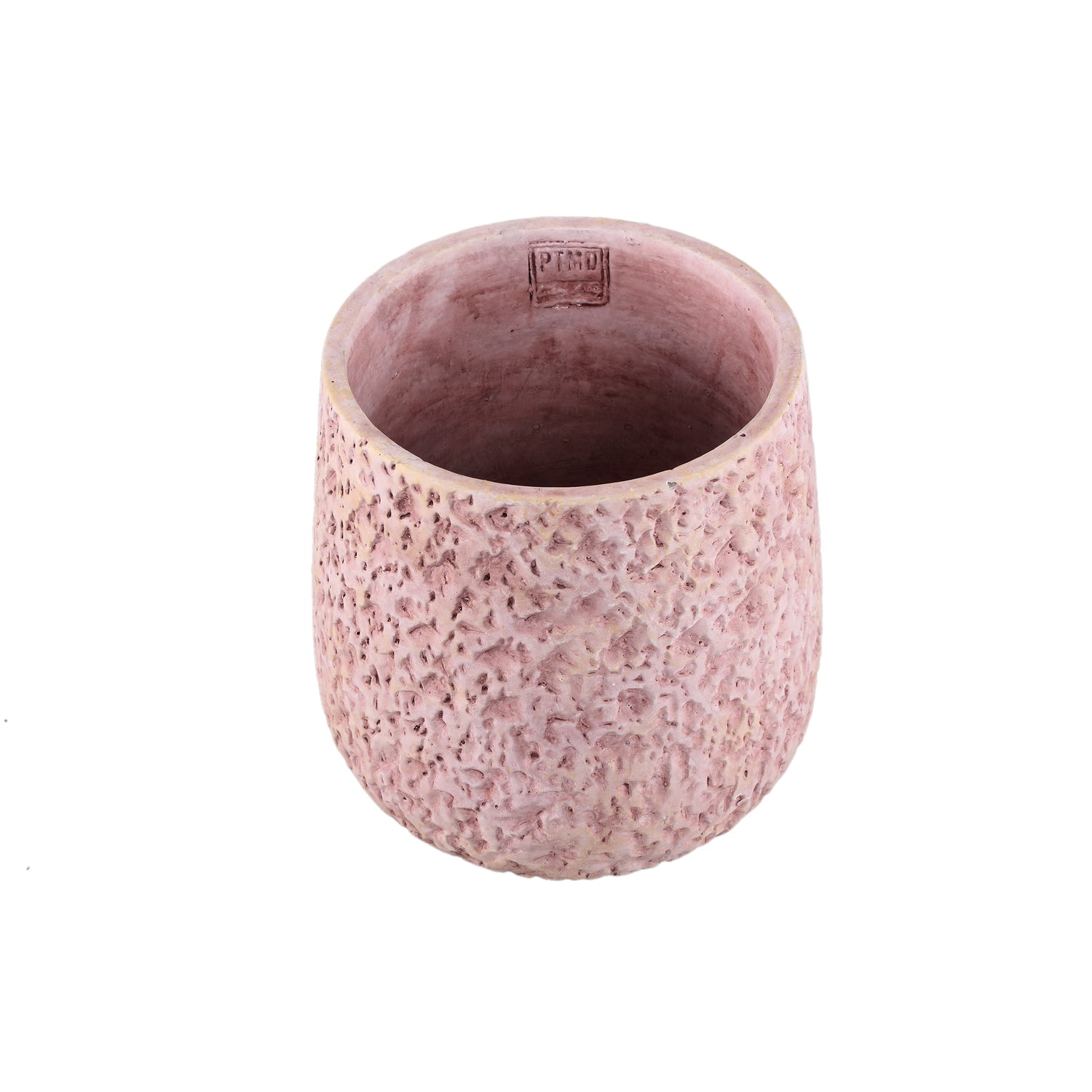 Flower pot - Round cement, Rough patterned surface, Pink, M – Ziven | PTMD