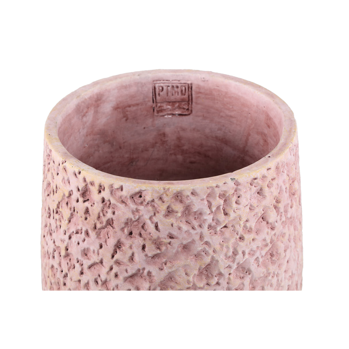 Flower pot - Round cement, Rough patterned surface, Pink, M – Ziven | PTMD