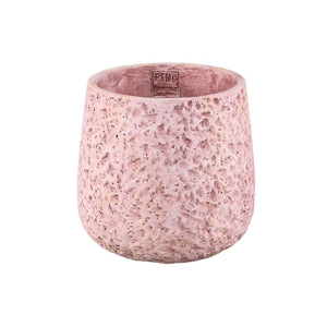 Flower Pot - Round Cement, Rough Patterned Surface, Pink, L – Ziven | PTMD