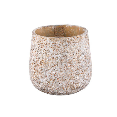 Flowerpot - Round Cement, Rough Patterned Surface, White, L - Ziven | PTMD