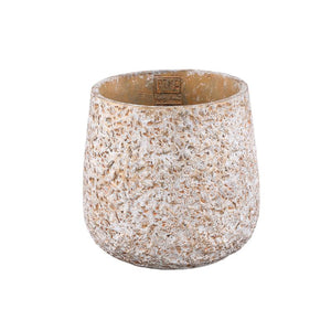 Flowerpot - Round Cement, Rough Patterned Surface, White, L - Ziven | PTMD