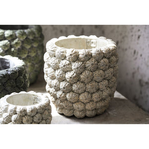 Blumentopf – Runde Form, Zement Material, Frucht Muster, Creme Oberfläche, M – Katey | PTMD