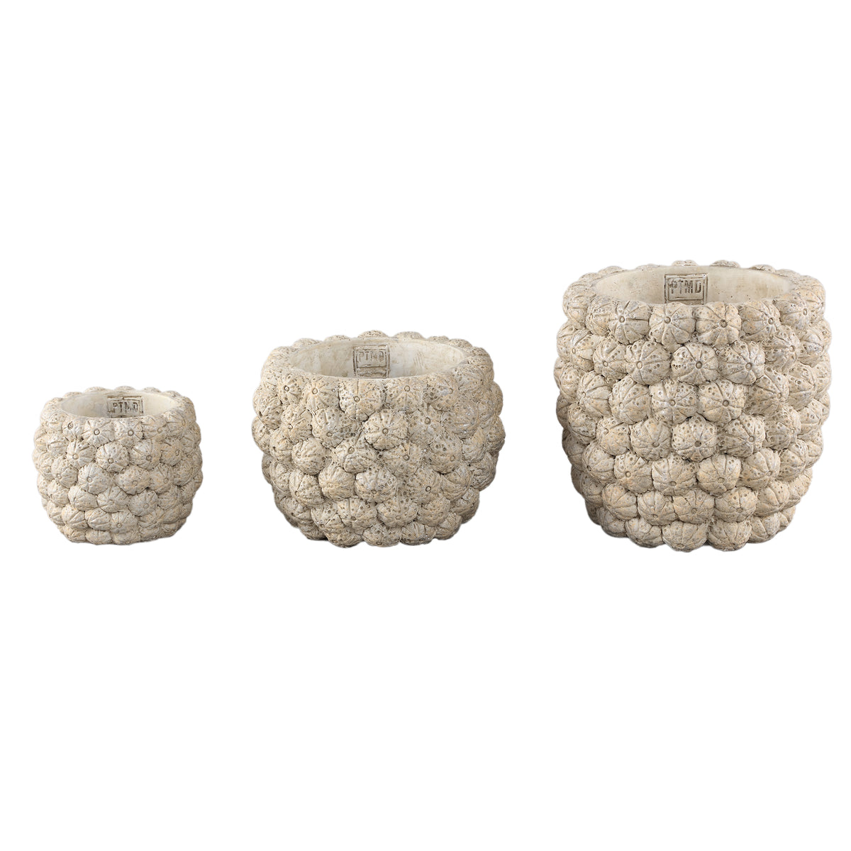 Blumentopf – Runde Form, Zement Material, Frucht Muster, Creme Oberfläche, S – Katey | PTMD