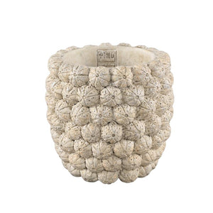 Blumentopf – Runde Form, Zement Material, Frucht Muster, Creme Oberfläche, L – Katey | PTMD