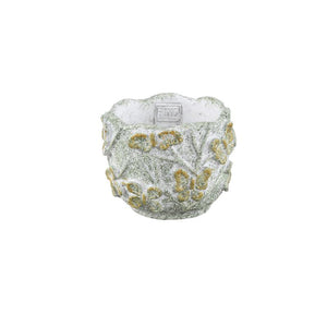 Blumentopf – Runde Form, Zement Material, Schmetterling Muster, Grüne Oberfläche, S – Sterlin | PTMD