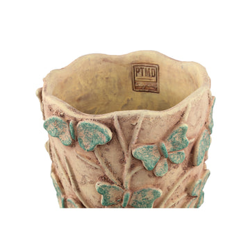 Blumentopf – Runde Form, Zement Material, Schmetterling Muster, Gelbe Oberfläche, S – Sterlin | PTMD