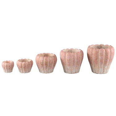 Blumentopf - Runder Zement, Gerippte Oberfläche, Rosa, M – Chantile | PTMD