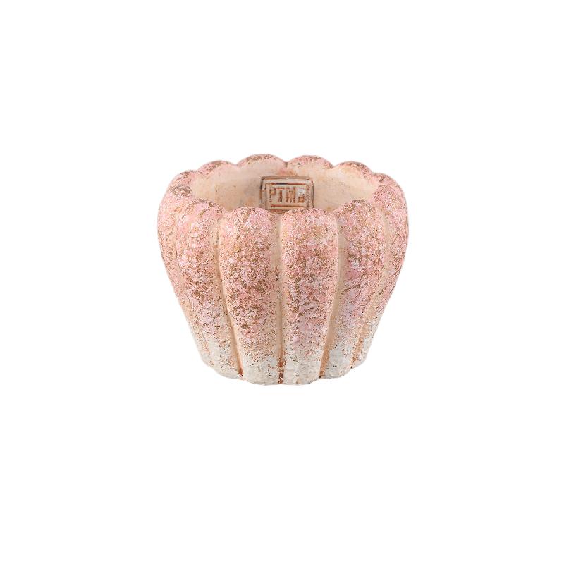 Blumentopf - Runder Zement, Gerippte Oberfläche, Rosa, S – Chantile | PTMD