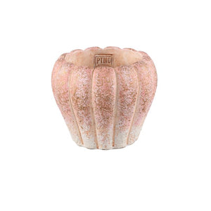 Blumentopf - Runder Zement, Gerippte Oberfläche, Rosa, M – Chantile | PTMD