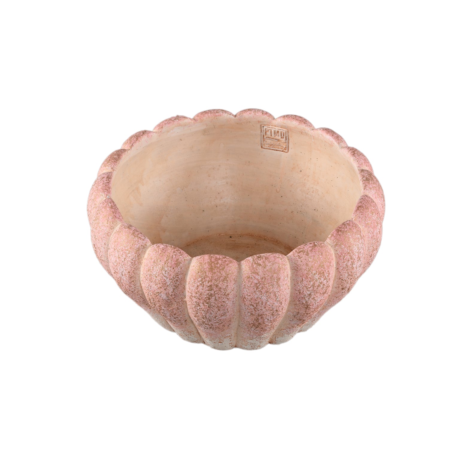 Plant Pot - Round Cement, Ribbed Surface, Pink, Low, L – Chantile | PTMD