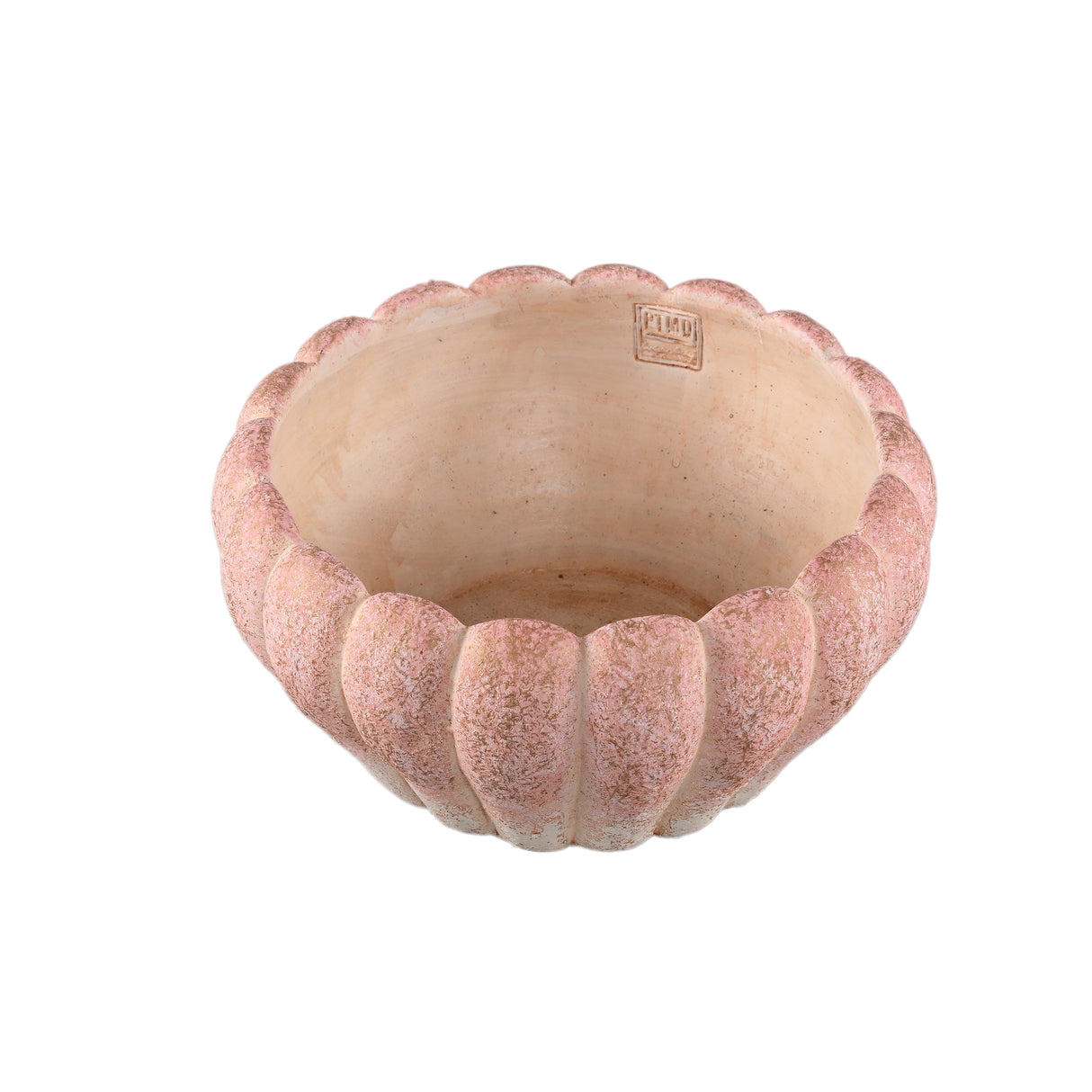 Plant Pot - Round Cement, Ribbed Surface, Pink, Low, L – Chantile | PTMD
