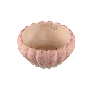 Plant Pot - Round Cement, Ribbed Surface, Pink, Low, L – Chantile | PTMD