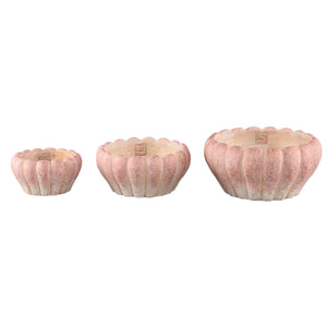 Plant Pot - Round Cement, Ribbed Surface, Pink, Low, L – Chantile | PTMD