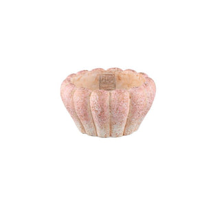 Plant Pot - Round Cement, Ribbed Surface, Pink, Low, L – Chantile | PTMD