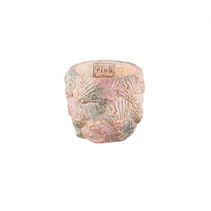 Blumentopf - Runder Zement, Muschelmuster, Hellblau, XS – Allisha | PTMD