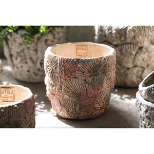 Flowerpot - Round Cement, Shell Pattern, Light Blue, L – Allisha | PTMD