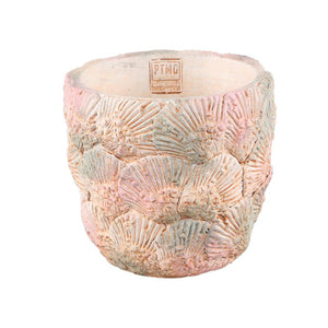 Flowerpot - Round Cement, Shell Pattern, Light Blue, L – Allisha | PTMD