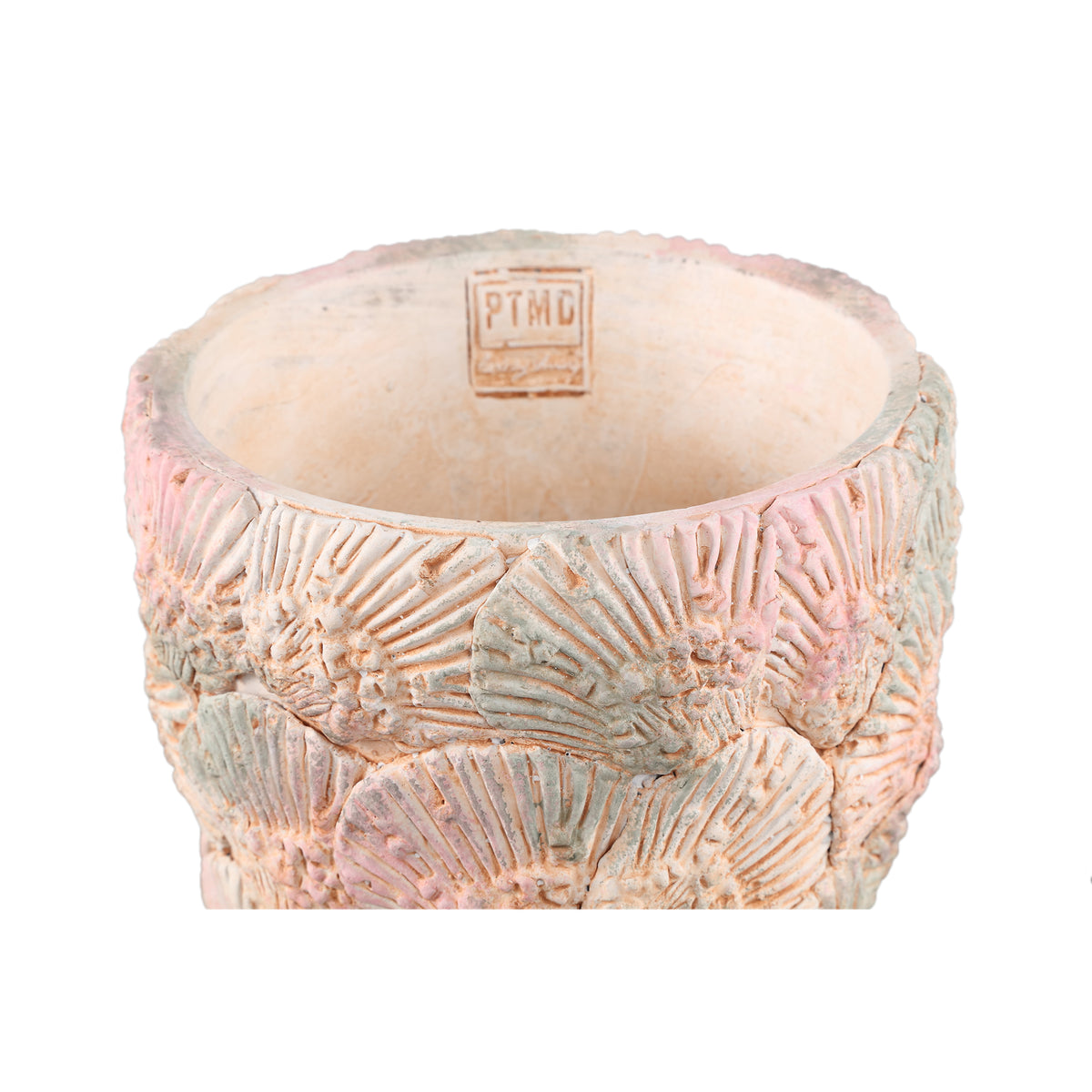 Flower Pot - Round Cement, Shell Pattern, Light Blue, M – Allisha | PTMD