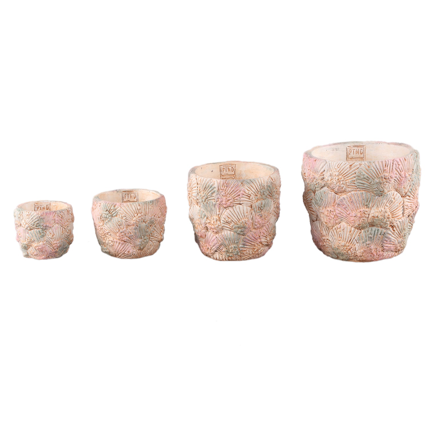 Flowerpot - Round Cement, Shell Pattern, Light Blue, L – Allisha | PTMD