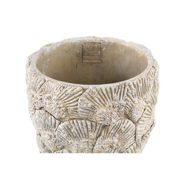 Blumentopf - Runder Zement, Muschelmuster, Cremeweiß, XS – Allisha | PTMD