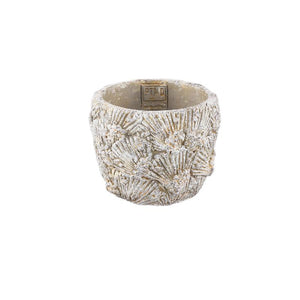 Flower pot - Round Cement, Shell Pattern, Cream White, S – Allisha | PTMD