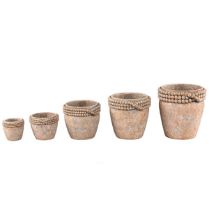 Flower Pot - Round Cement, Beaded Rim, Brown, S – Rydel | PTMD
