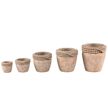 Blumentopf - Runder Zement, Perlenrand, Braun, L – Rydel | PTMD