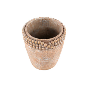 Flower pot - Round cement, beaded rim, Brown, XL – Rydel | PTMD
