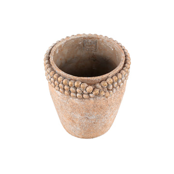 Blumentopf - Runder Zement, Perlenrand, Braun, XL – Rydel | PTMD