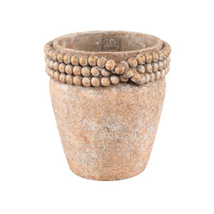 Flower pot - Round cement, beaded rim, Brown, XL – Rydel | PTMD