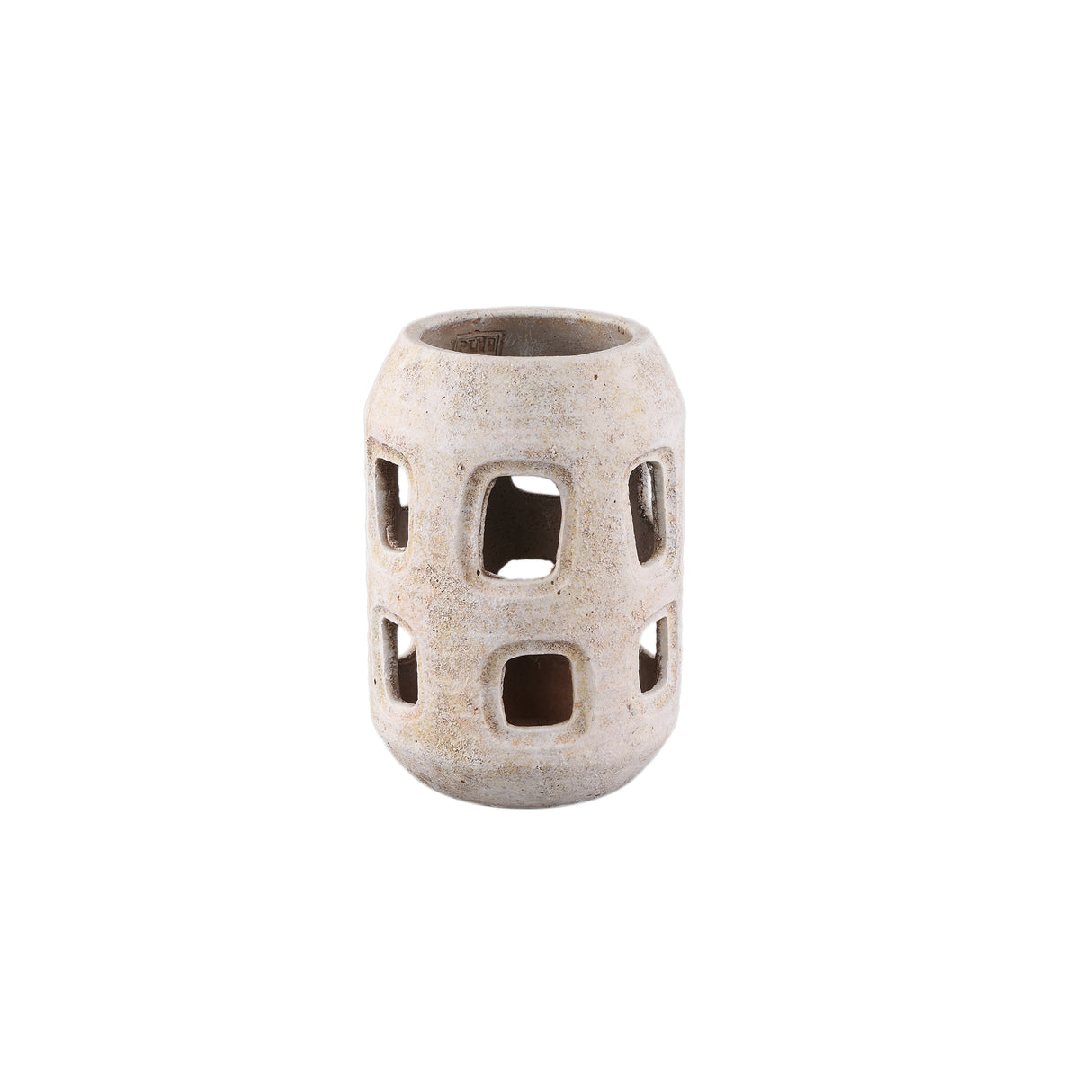 Hurricane Lantern - Cement Material, White Clay, Open Shape, S - Tayla | PTMD