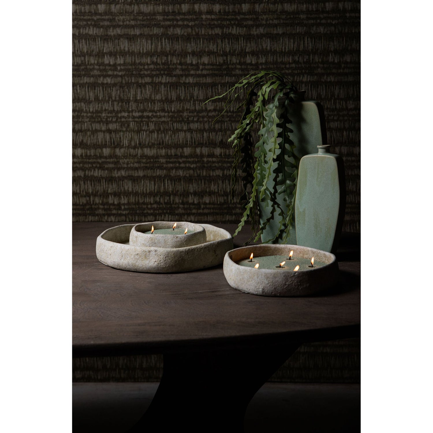 Bowl - Cement, irregular shape, round, white, heavy design, M – Yadin | PTMD