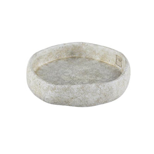 Bowl - Cement, irregular shape, round, white, heavy design, M – Yadin | PTMD