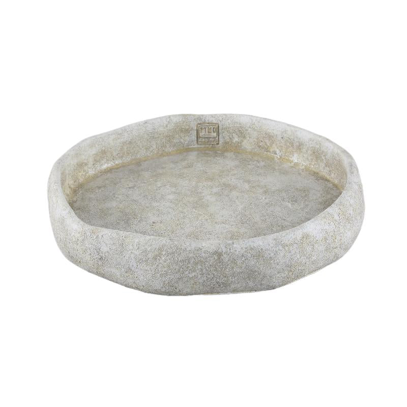 Bowl - Cement, irregular shape, round, White, solid design, L – Yadin | PTMD