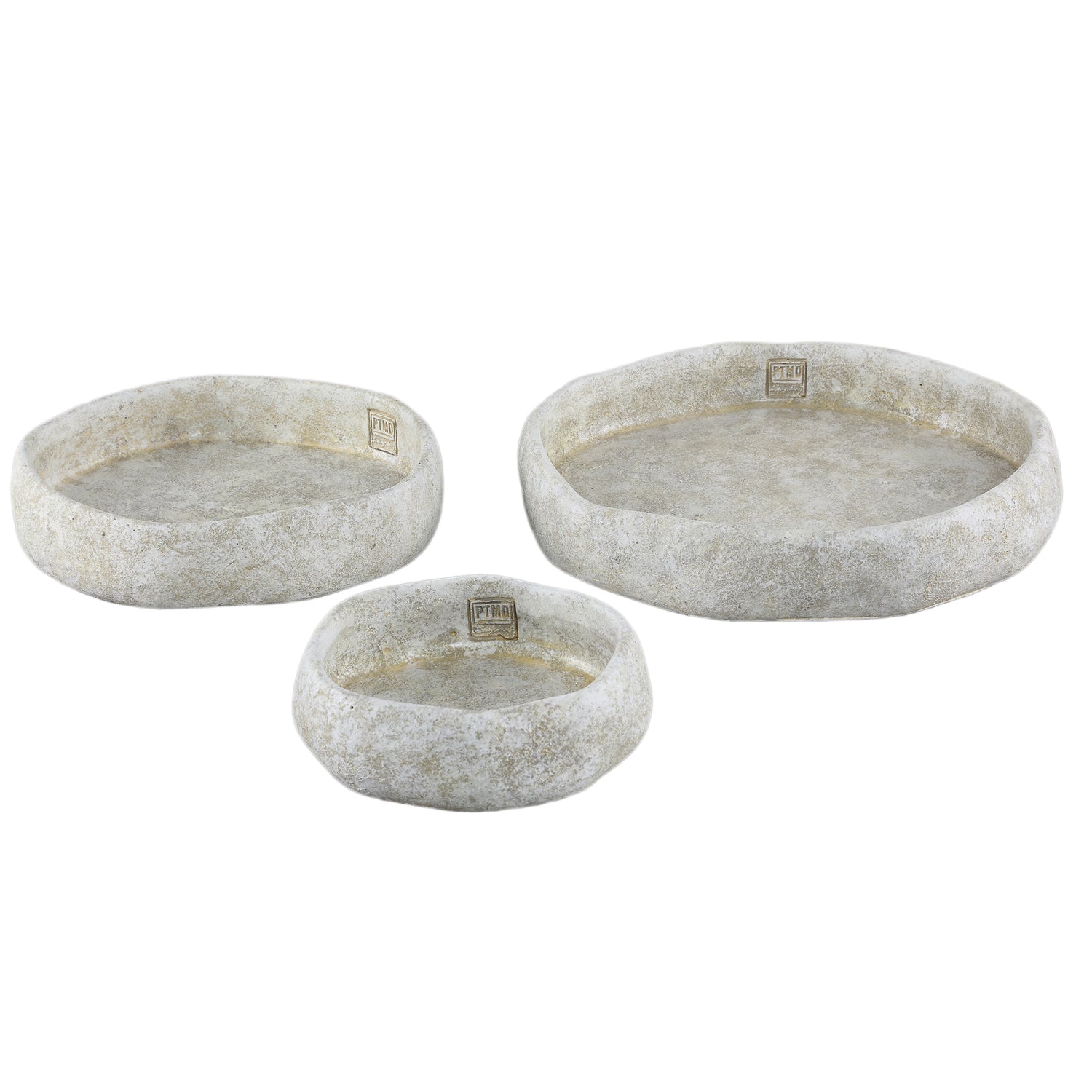 Bowl - Cement, irregular shape, round, White, solid design, L – Yadin | PTMD