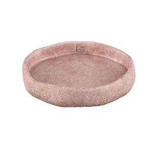 Bowl - cement, irregular shape, round, pink, solid design, L – Yadin | PTMD