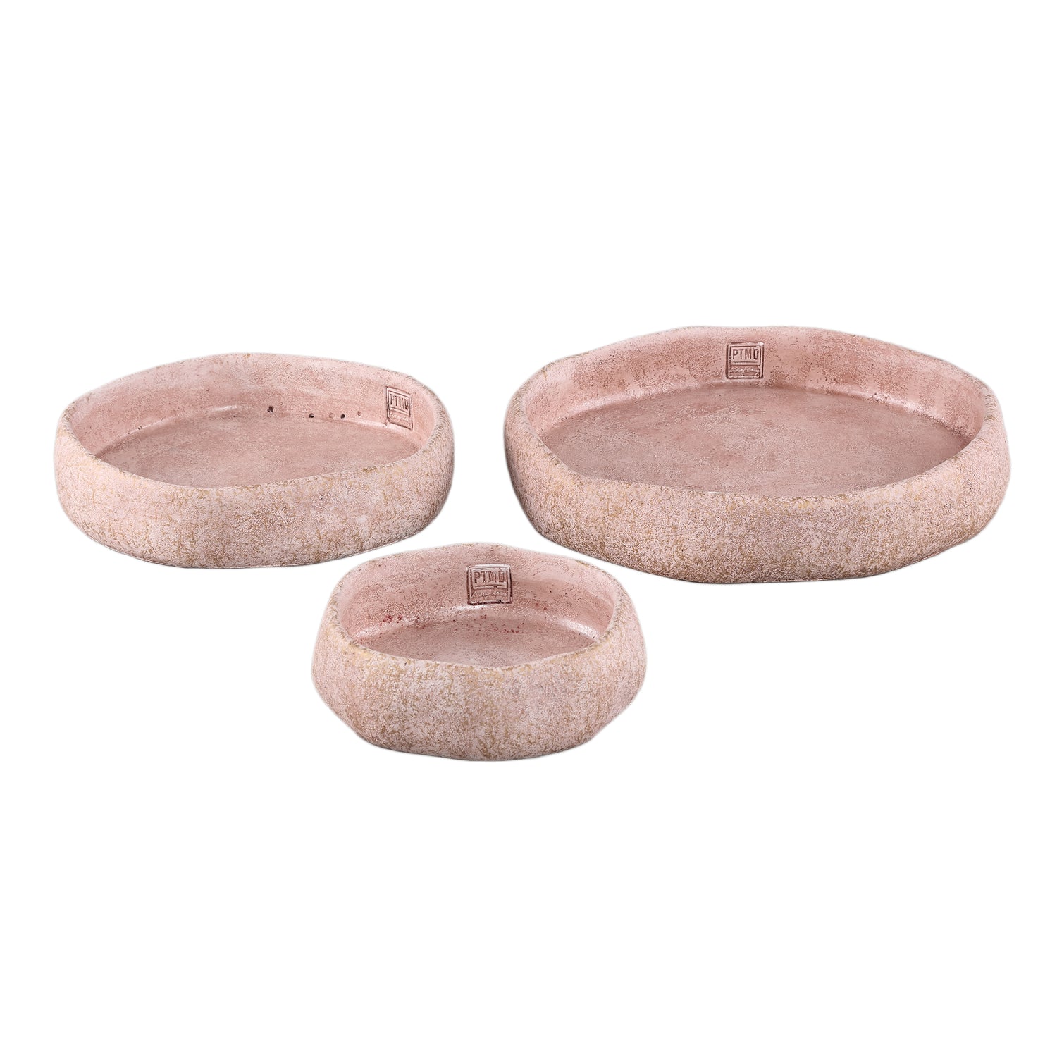Bowl - cement, irregular shape, round, pink, solid design, L – Yadin | PTMD