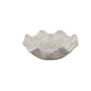 Bowl - Cement, round wave shape, antique white, textured edge, S - Esteen | PTMD