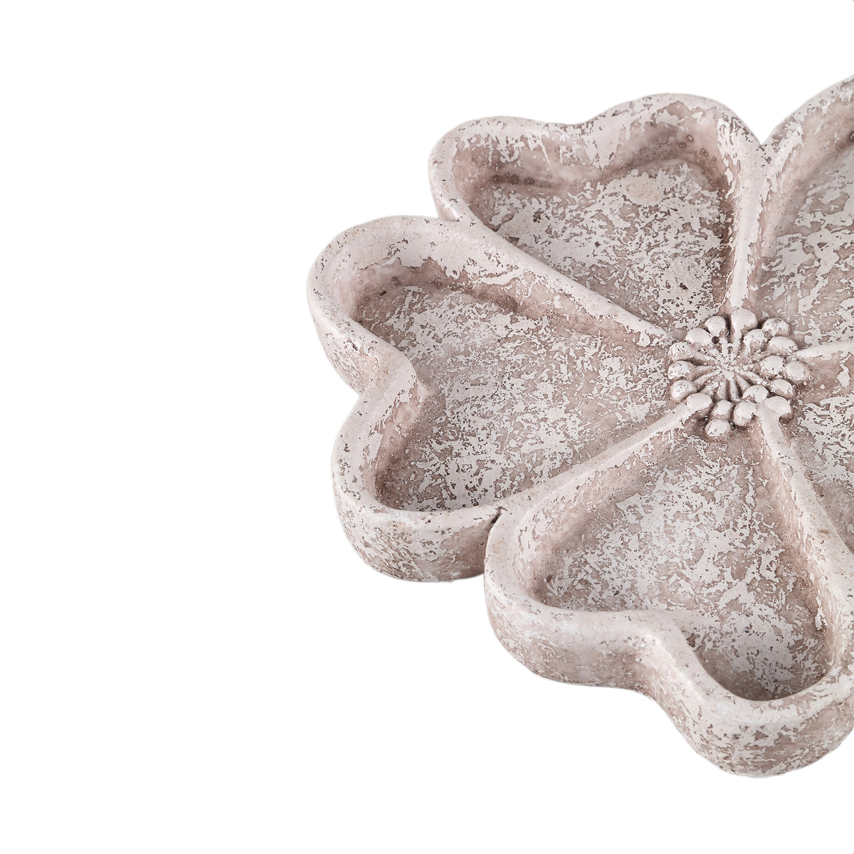 Teller - Zement, Blumenform, Relief-Design, Creme, matte Oberfläche – Alyzza | PTMD