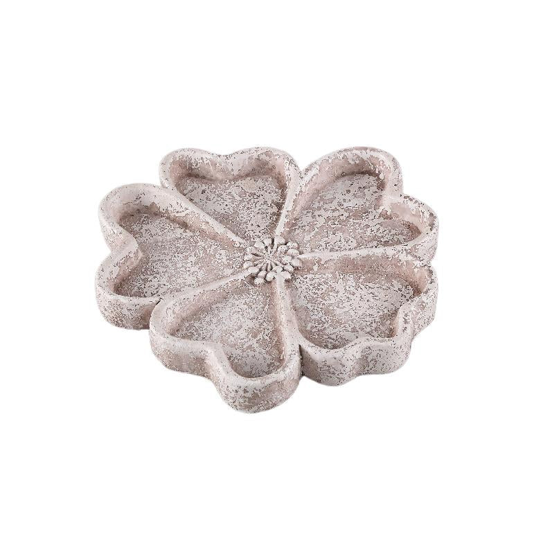 Teller - Zement, Blumenform, Relief-Design, Creme, matte Oberfläche – Alyzza | PTMD
