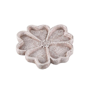 Teller - Zement, Blumenform, Relief-Design, Creme, matte Oberfläche – Alyzza | PTMD