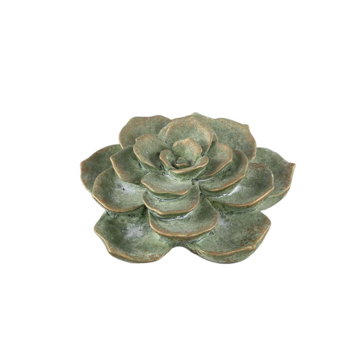 Ornament - floral relief design, cement, green finish – Deverly | PTMD