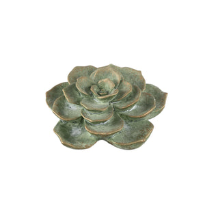 Ornament - floral relief design, cement, green finish – Deverly | PTMD